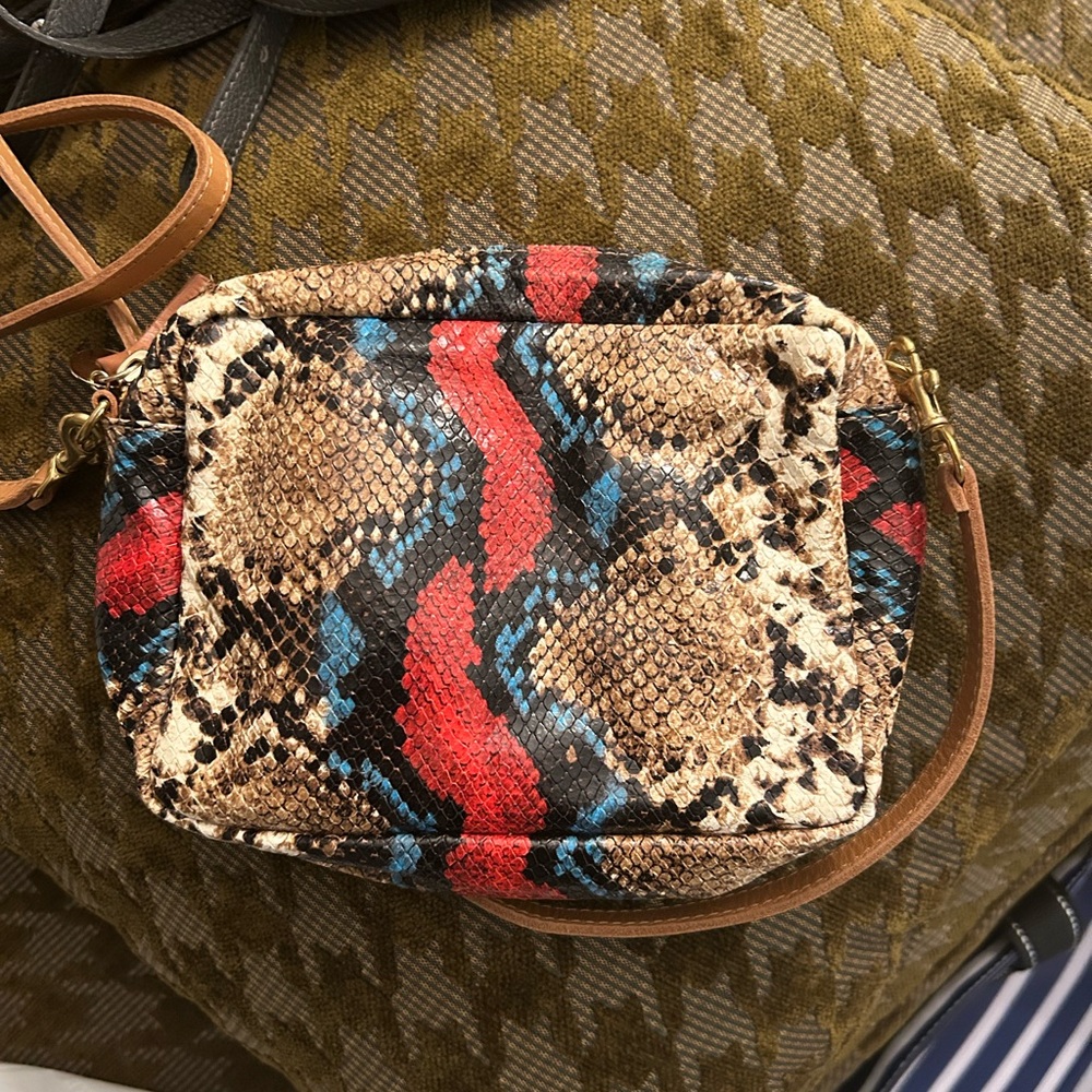 Clare V Garden Snake Print MIDI SacCrossbody Bag